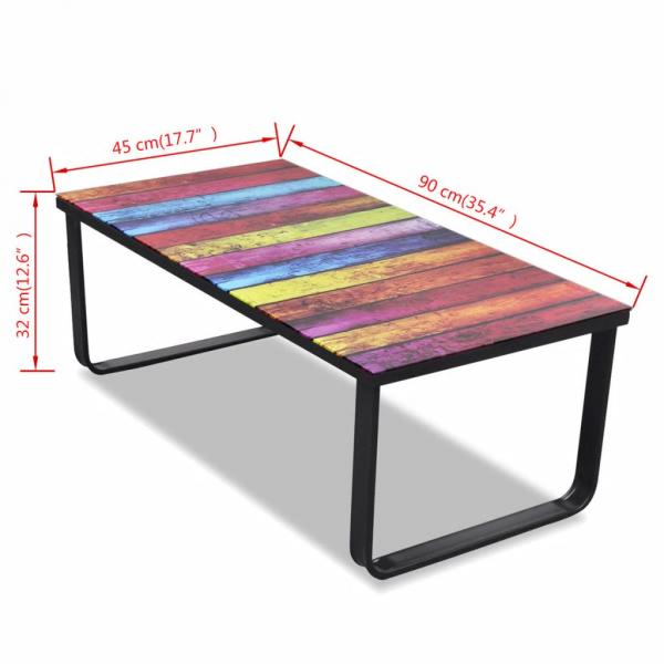 Couchtisch mit Glasplatte Regenbogen-Aufdruck 