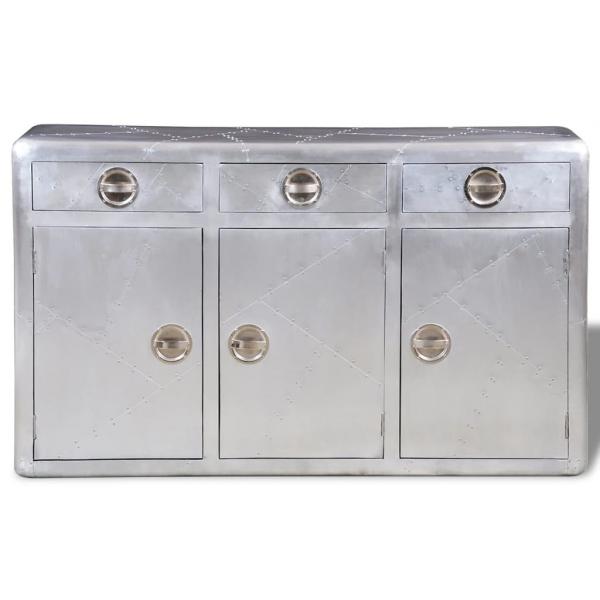 Sideboard mit 3 Schubladen Vintage Flugzeug-Stil Aluminium 