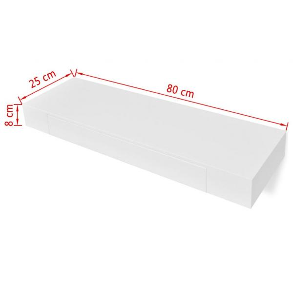 Wandregal mit Schublade MDF Weiß