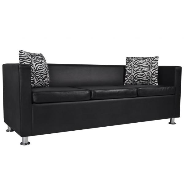 ARDEBO.de - 3-Sitzer-Sofa Kunstleder Schwarz  