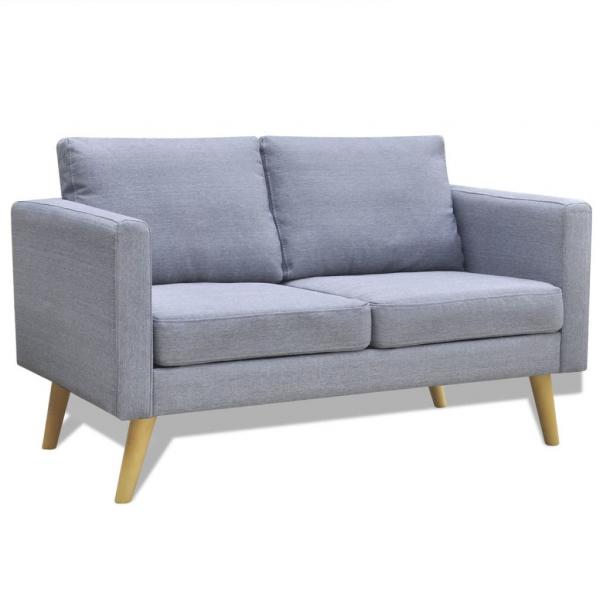 ARDEBO.de - Sofa 2-Sitzer Stoff Hellgrau 