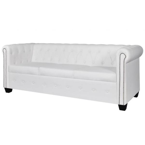 ARDEBO.de - Chesterfield-Sofa 3-Sitzer Kunstleder Weiß 