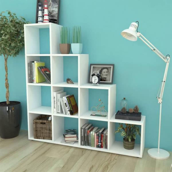 ARDEBO.de - Treppenregal Bücherregal 142 cm Weiß