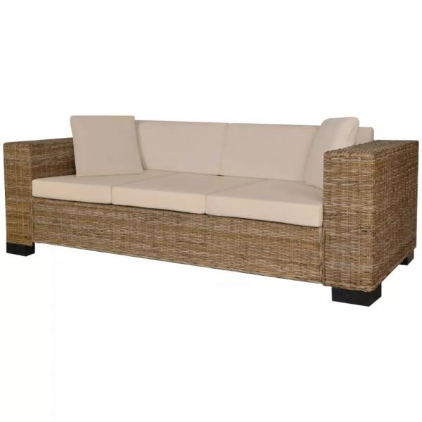 3-Sitzer Sofa Echtes Rattan 