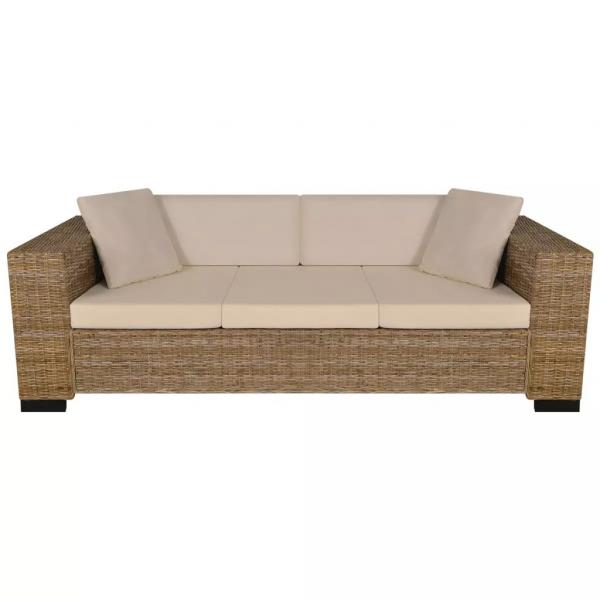 3-Sitzer Sofa Echtes Rattan 