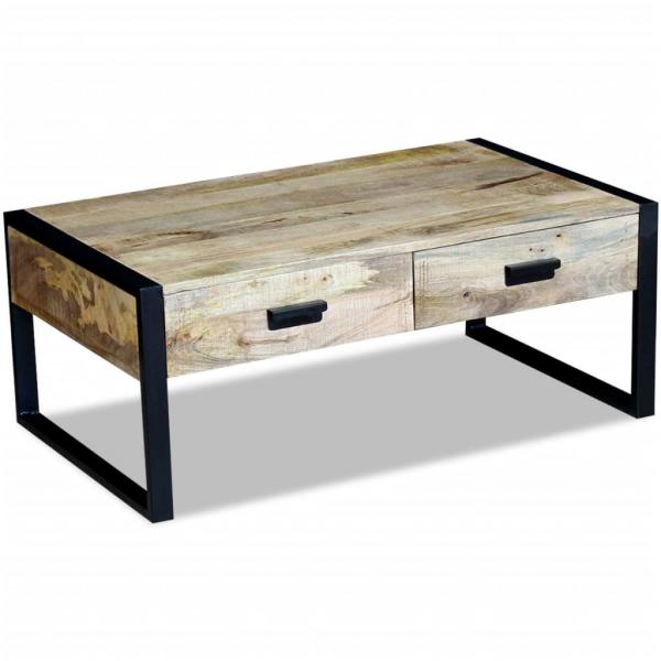 Couchtisch mit 2 Schubladen Massivholz Mango 100x60x40 cm