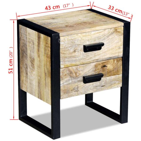 Beistelltisch mit 2 Schubladen Mango Holz 43x33x51 cm