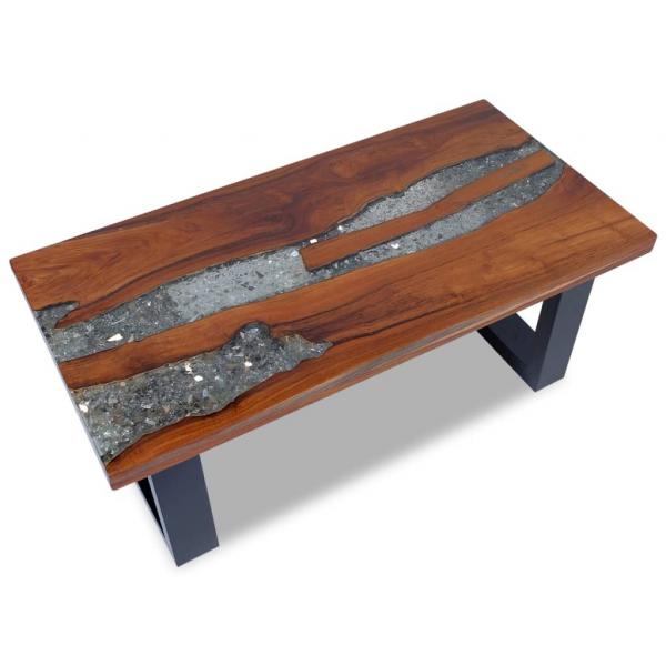 ARDEBO.de - Couchtisch Teak Harz 100x50 cm