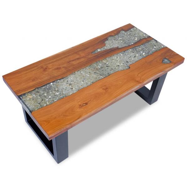 Couchtisch Teak Harz 100x50 cm