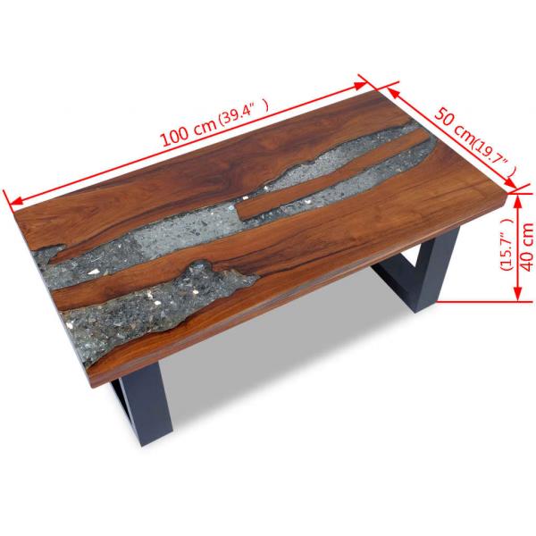 Couchtisch Teak Harz 100x50 cm