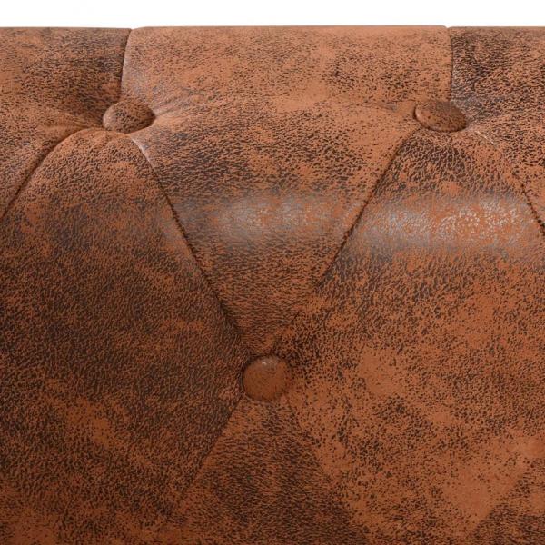 Chesterfield-Ecksofa 6-Sitzer Kunstleder Braun 