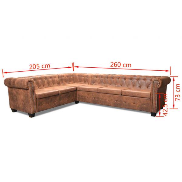 Chesterfield-Ecksofa 6-Sitzer Kunstleder Braun 