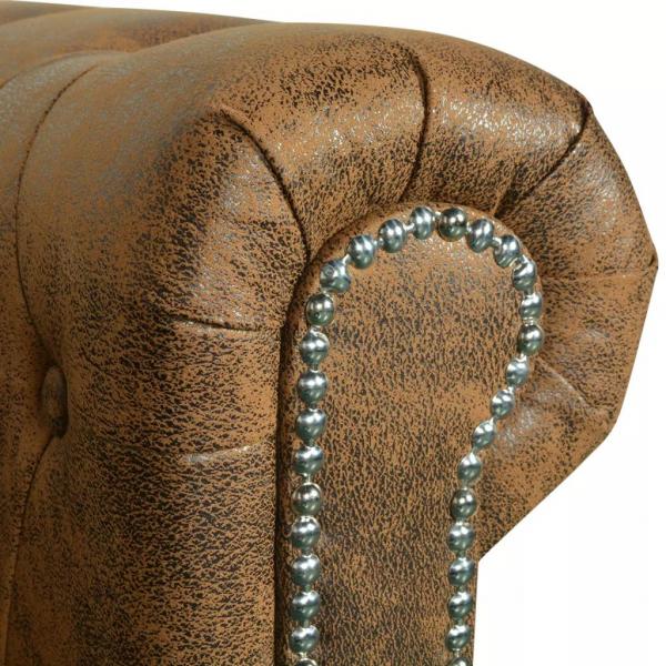 Chesterfield-Sofa 3-Sitzer Kunstleder Braun