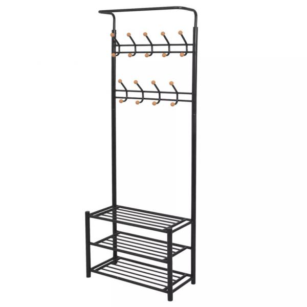 ARDEBO.de - Garderobe mit Schuhablage 68×32×182,5 cm Schwarz