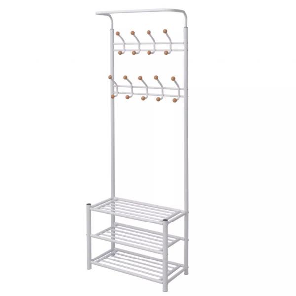 ARDEBO.de - Garderobe mit Schuhablage 68×32×182,5 cm Weiß