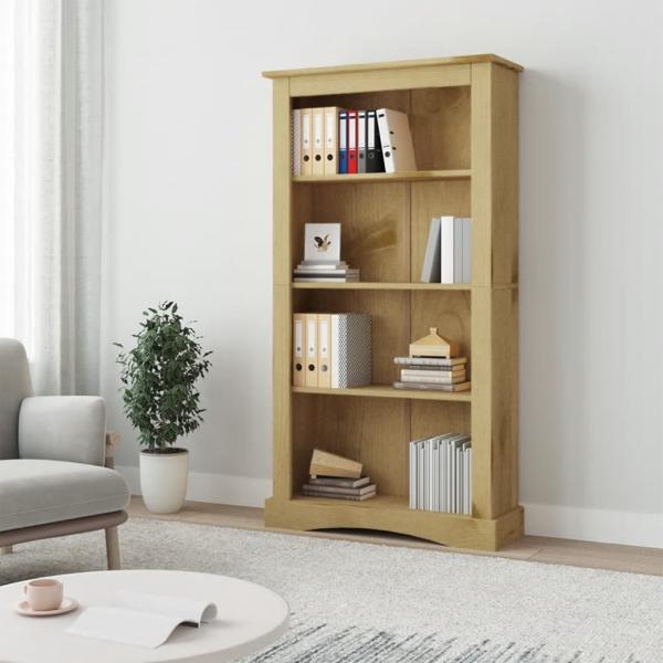 ARDEBO.de - Bücherschrank 4 Fächer Mexiko-Stil Kiefernholz 81x29x150 cm