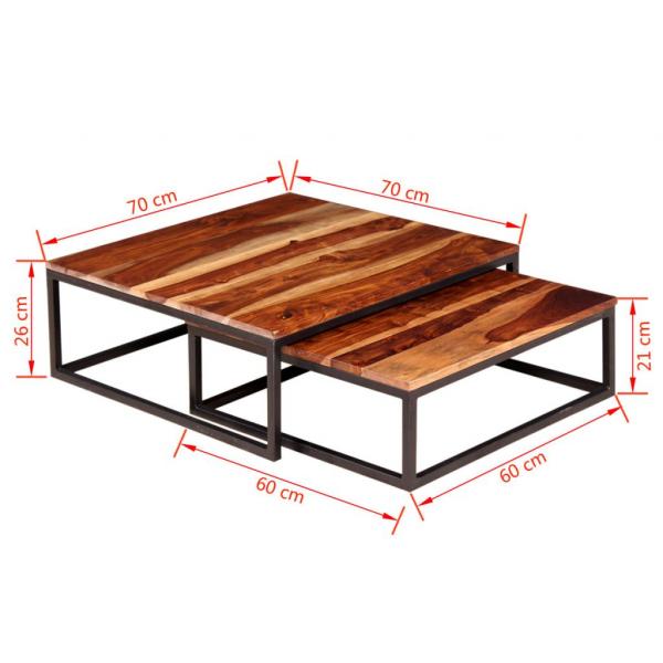 2-tlg. Satztisch-Set Massivholz Palisander