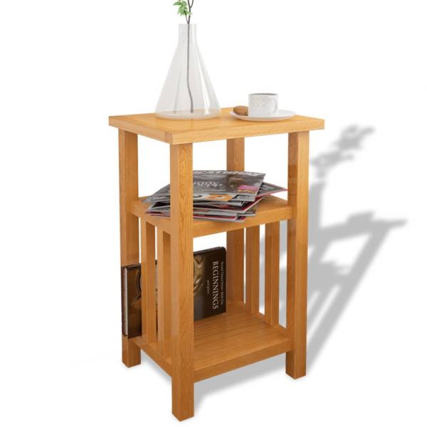 ARDEBO.de - Beistelltisch mit Zeitungsablage 27x35x55 cm Massivholz Eiche 