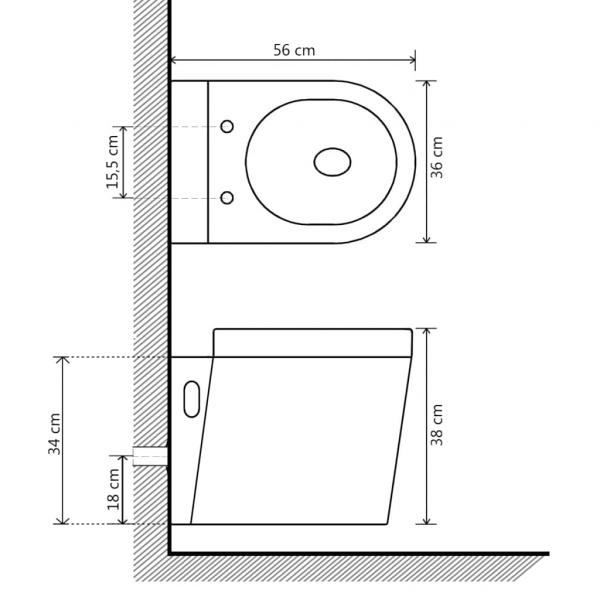 Wandmontierte Toilette Keramik Schwarz