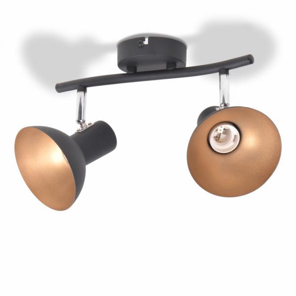 Deckenlampe für 2 Glühbirnen E27 Schwarz und Gold