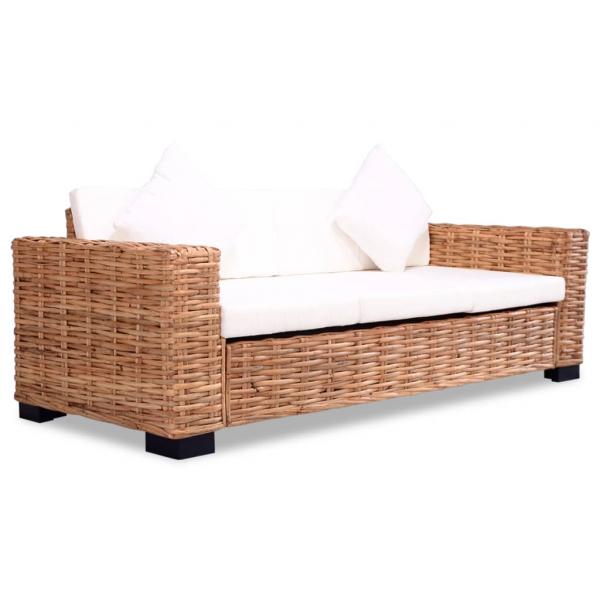 ARDEBO.de - 3-Sitzer-Sofa Natürliches Rattan  