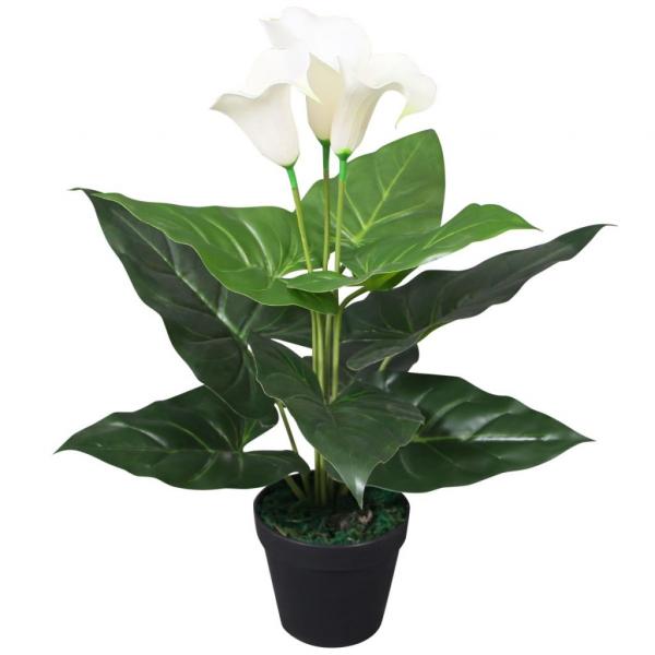 ARDEBO.de - Künstliche Calla-Lilie mit Topf 45 cm Weiß