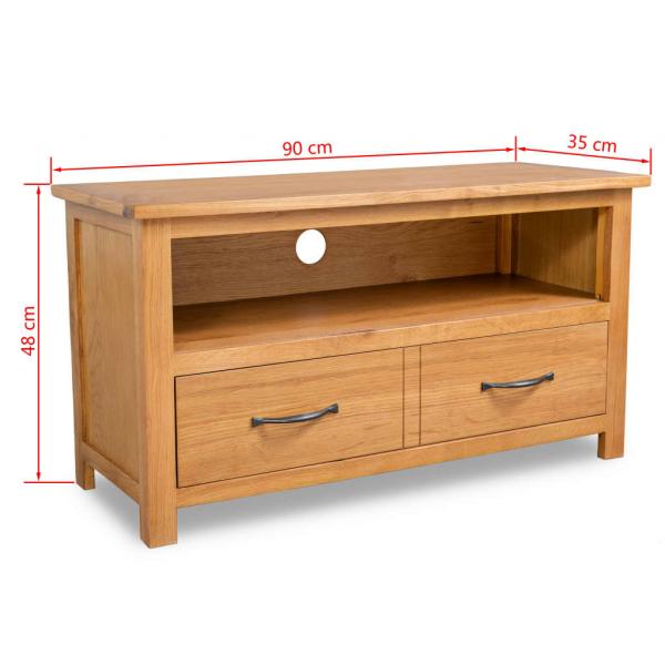 TV-Schrank 90x35x48 cm Massivholz Eiche