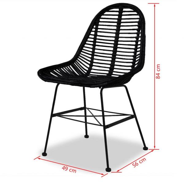 Esszimmerstühle 2 Stk. Natur Rattan Schwarz