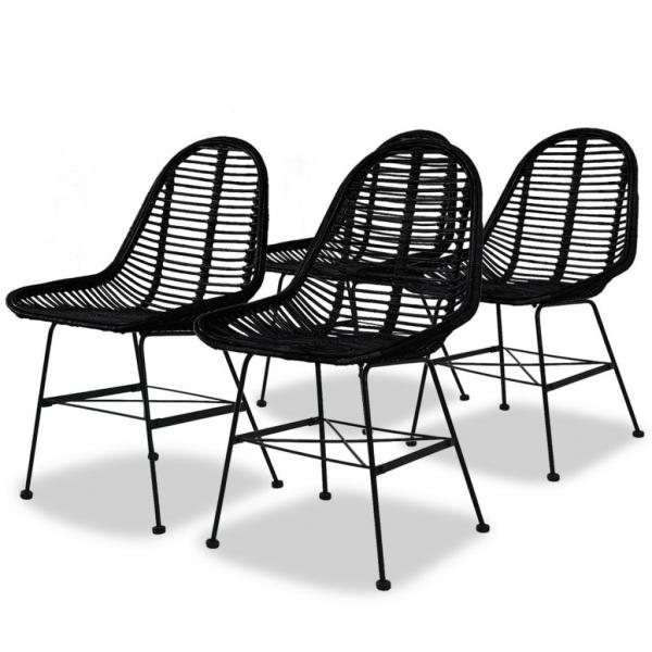 ARDEBO.de - Esszimmerstühle 4 Stk. Natur Rattan Schwarz