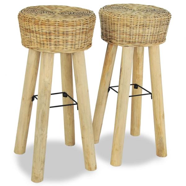 ARDEBO.de - Barhocker 2 Stk. Natur Rattan