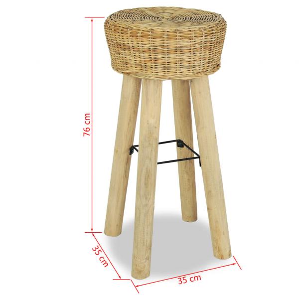 Barhocker 2 Stk. Natur Rattan