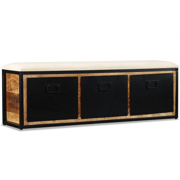 ARDEBO.de - Aufbewahrungsbank 3 Schubladen Mangoholz Massiv 120x30x40 cm