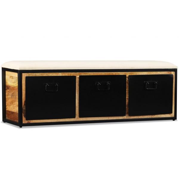 Aufbewahrungsbank 3 Schubladen Mangoholz Massiv 120x30x40 cm