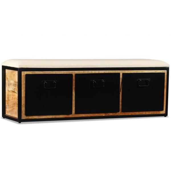 Aufbewahrungsbank 3 Schubladen Mangoholz Massiv 120x30x40 cm