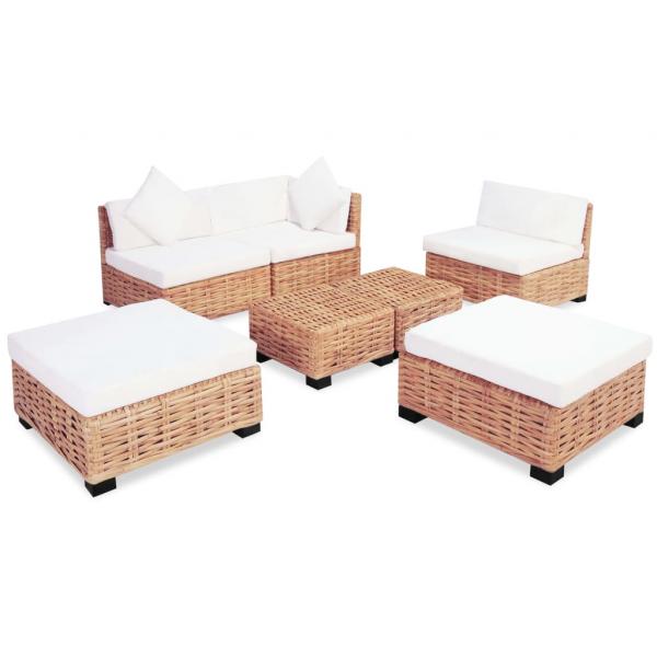 Sofagarnitur 18-tlg. Natürliches Rattan