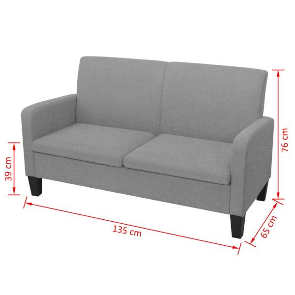 2-Sitzersofa 135 x 65 x76 cm Hellgrau