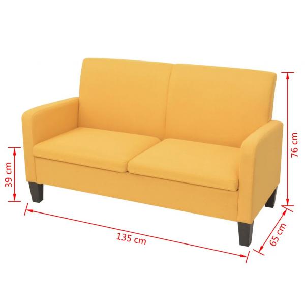 Sofa 2-Sitzer 135x65x76 cm Gelb