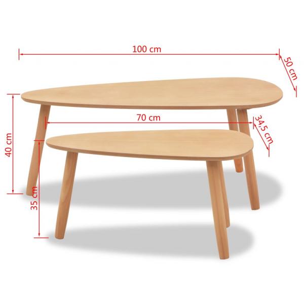 Beistelltisch Set 2 Stk. Kiefernholz Massiv Braun