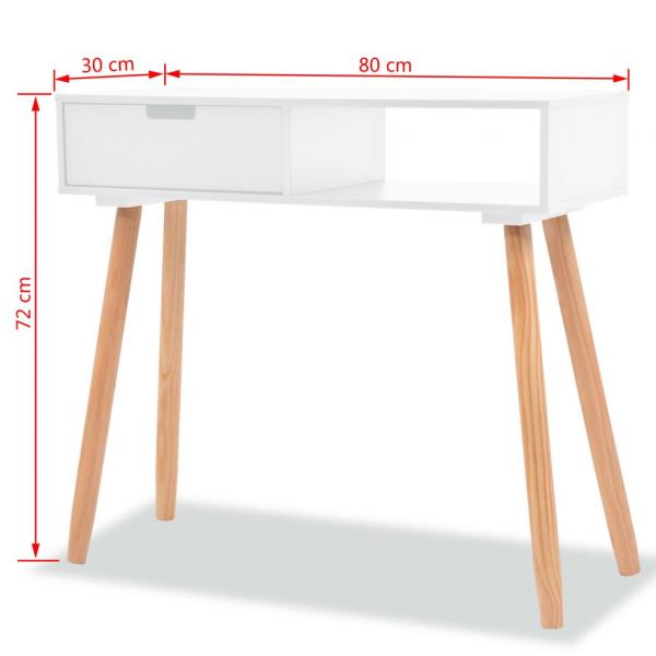 Konsolentisch Kiefernholz Massiv 80 x 30 x 72 cm Weiß