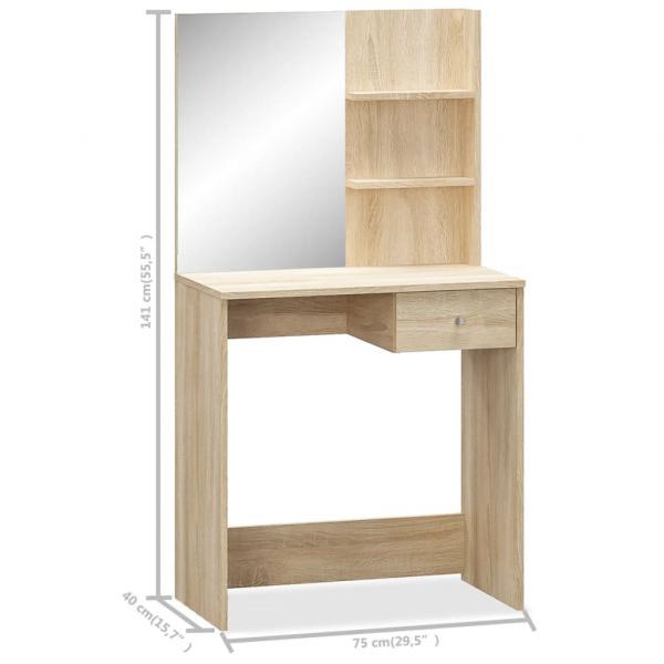 Schminktisch Holzwerkstoff 75x40x141 cm Eiche