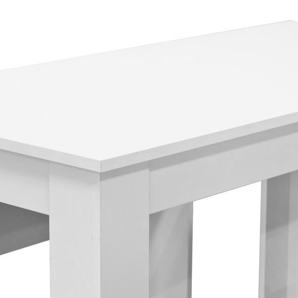 3-tlg. Essgruppe Tisch und Bänke Holzwerkstoff Weiß