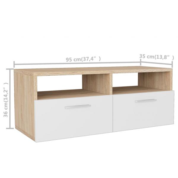 TV-Schrank Holzwerkstoff 95x35x36 cm Eiche und Weiß