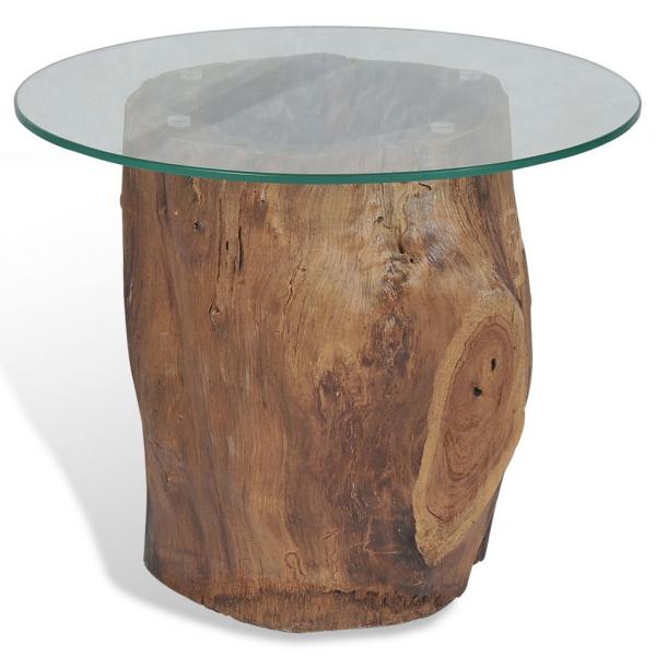 Couchtisch Teak Glas 50x40 cm