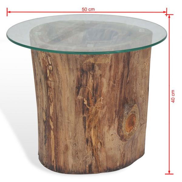 Couchtisch Teak Glas 50x40 cm