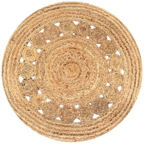 ARDEBO.de - Teppich Flechtmuster Jute 90 cm Rund