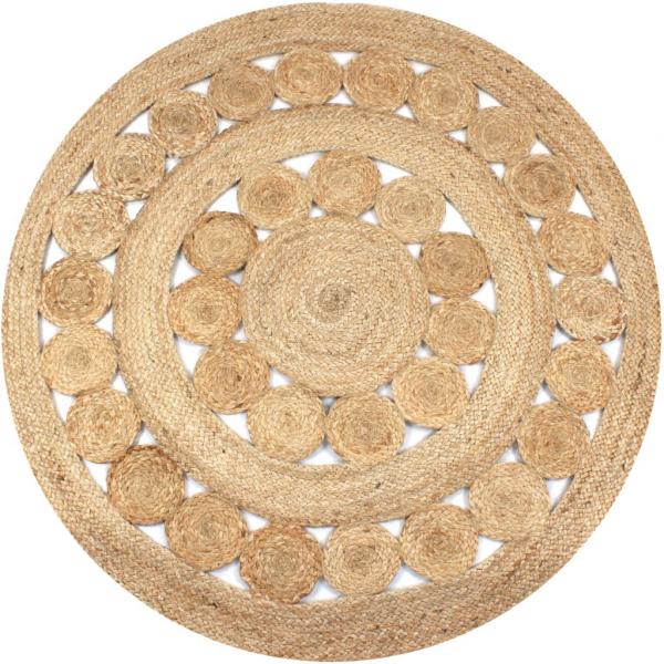 ARDEBO.de - Teppich Flechtmuster Jute 120 cm Rund