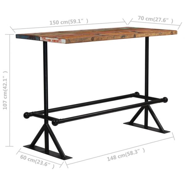 Bartisch Massives Altholz Mehrfarbig 150x70x107 cm