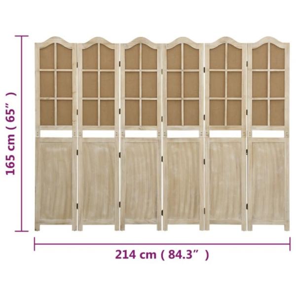 6-tlg. Raumteiler Braun 214x165 cm Stoff