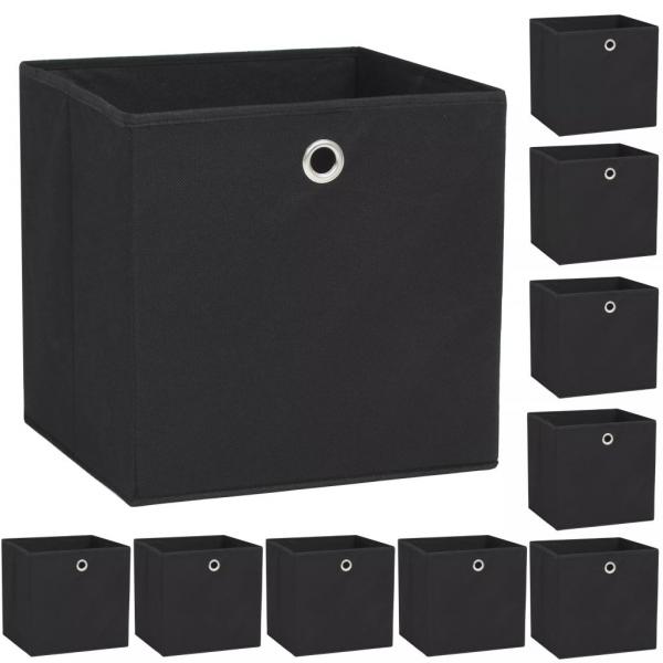 ARDEBO.de - Aufbewahrungsboxen 10 Stk. Vliesstoff 32 x 32 x 32 cm Schwarz