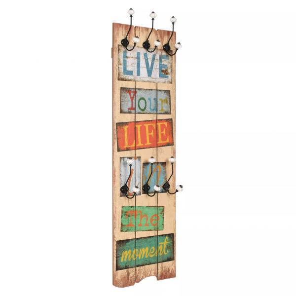 ARDEBO.de - Wandgarderobe mit 6 Haken 120 x 40 cm "LIVE LIFE" 